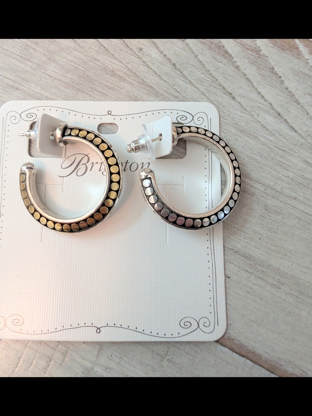 Brighton Two-Tone Hoop Earrings - Silver & Gold Dots